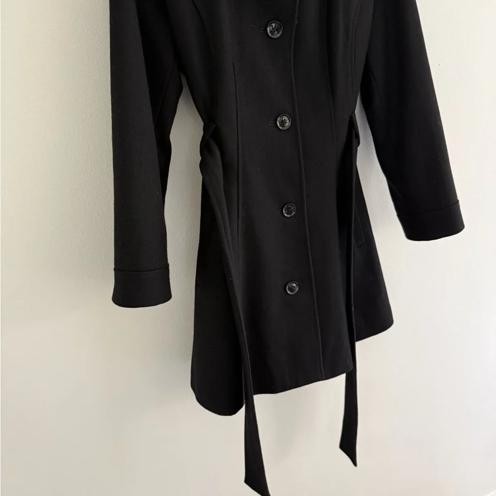 Laundry by Design Black Faux Fur Trim Wool Blend Peacoat Medium